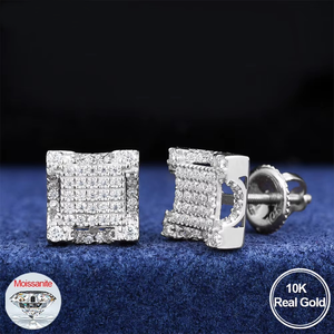 ต่างหูเพชรโมอิสทรงสี่เหลี่ยมสำหรับผู้หญิงเครื่องประดับหูฮิปฮอปออกเย็นจัดปาร์ตี้เป็นประกาย - Product Image 2
