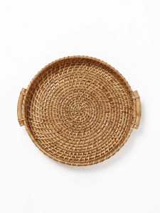 Plateau de service pour la table à manger à la maison, plateau rond décoratif avec poignées, plateau festif pour les fêtes, Diwali - Product Image 3