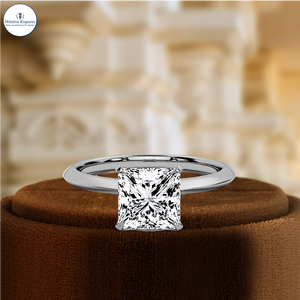 Anillo de Compromiso Solitario con Diamante Cultivado en Laboratorio, Corte Princesa, 1 Quilate, Certificado IGI, Oro Amarillo de 14k, Anillo de Bodas para Regalo de Aniversario - Product Image 3