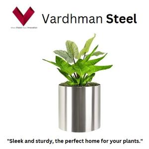 Stainless Steel Home & Garden Planter Flower <b>Pot</b> & <b>Plant</b> Container Durable Metal for Indoor & Outdoor Use - Product Image 2
