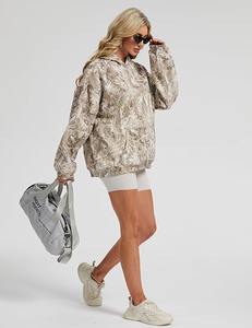 Nuevo Camo Luxury Women Hoodies Alta calidad Algodón Fleece Acid Wash Pullover Heavyweight Streetwear Boxy Fit Invierno Otoño - Product Image 2