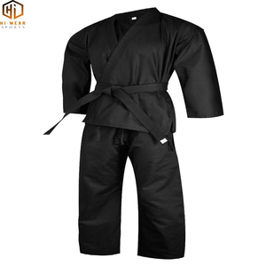 La ropa de algodón/poliéster de artes marciales para hombre más vendida, trajes de Karate de Color negro, ropa de entrenamiento, uniformes Gis - Product Image 5