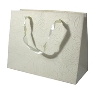 Sac cadeau pour bougie en papier kraft blanc fait main, imprimé à l'écran avec un motif floral, avec poignée Flexiloop assortie, best-seller