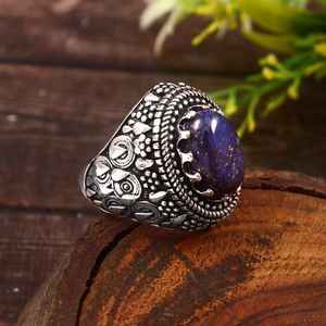 Anillo de Lapislázuli, Plata de Ley 925, Joyería Vintage Hecha a Mano para Mujer, Anillo de Diseño, Proveedor Mayorista - Product Image 5