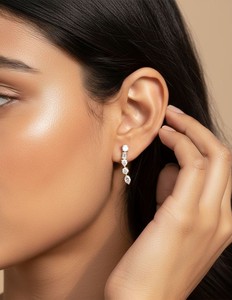 OBERON JEWELS Pendientes de Lujo para Mujer, 1.40CTW, Corte Brillante Redondo, Diseño Curvo/Lineal, Certificados por IGI - Product Image 6