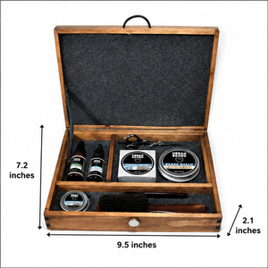 Ensemble de toilettage de barbe tendance, boîte en bois avec brosse, peigne, ciseaux, huile, baume, shampoing, rangement multi-pièces, design rustique - Product Image 4