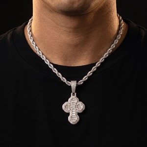 925 Sterling <b>Silver</b> Moissanite Iced Out <b>Cross</b> Pendant with Rope Chain Hip Hop <b>Necklace</b> Jewelry for <b>Men</b> - Product Image 5