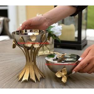 Brûleur d'encens floral en laiton fabriqué à la main de luxe avec bol en bois Brûleur Bakhoor Brûleur de Oud pour la décoration intérieure et l'aromathérapie - Product Image 5