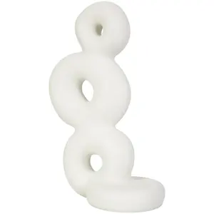 DecMode Bague en cercle empilé en résine blanche Sculpture abstraite ou déco en résine abstraite Sculpture décorative moderne polie empilée - Product Image 5