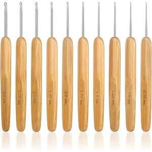 12 pièces bambou poignée Crochet crochet tricot artisanat aiguille à tricoter fil de tissage 3-10mm pull outils de tricot circulaire Crochet - Product Image 2