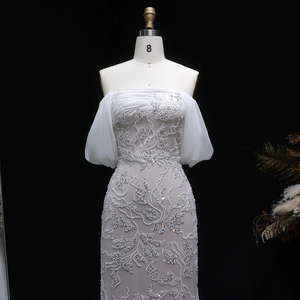 Jancember LS2622 亮片晚礼服 泡泡袖舞会礼服 人鱼裙 Vestido De Noche 修身剪裁正式订婚派对礼服 - Product Image 4