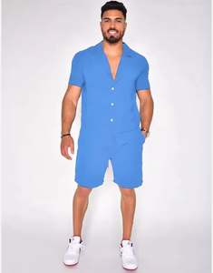 Chándales informales de manga corta de poliéster transpirable para hombre, ropa informal de verano, colores sólidos - Product Image 5