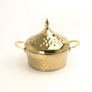 Casserole en acier fini argent et or de haute qualité avec couvercle et chauffe-plats en métal et serveur Hotpots modernes de vente chaude 2024 - Product Image 3