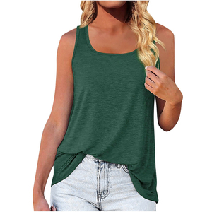 Service OEM débardeur athlétique grande taille pour femmes couleur unie col carré sans manches coupe ample tricoté chemise de plage décontractée - Product Image 4