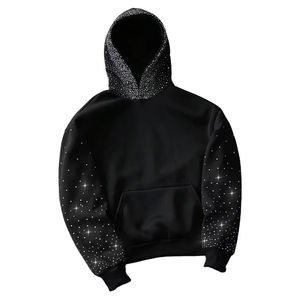 Nueva llegada de secado rápido cómodo de tela de diamantes de imitación sudaderas con capucha de los hombres salida de fábrica High Street hombres Sudadera con capucha de diamantes de imitación - Product Image 5