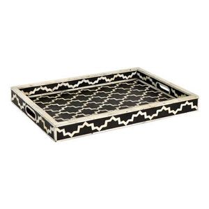 Plateau carré en incrustation d'os fait main de style vintage avec motif floral allant au lave-vaisselle et au micro-ondes pour l'heure du thé et l'affichage - Product Image 4