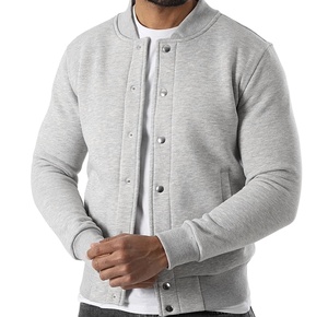 เสื้อแจ็คเก็ตฟลีซคุณภาพพรีเมียม สกรีนโลโก้ได้ตามสั่ง ขายส่งเสื้อแจ็คเก็ตเบสบอลแบบเรียบๆ สำหรับผู้ชาย - Product Image 1