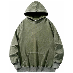 Nouveauté : Sweat à capuche en coton 100% de qualité supérieure, délavé à l'acide, respirant, décontracté, pour l'hiver, taille oversize pour adultes - Product Image 1