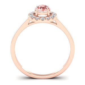 Anillo Halo con Morganita de Corte Redondo de 0.5 Quilates en Oro Sólido de 14K, Diseño Clásico REYES, para Mujer, Joyería con Diamantes Certificados por IGI - Product Image 4