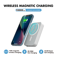 Banco de energía de carga inalámbrica magnética móvil de 10000mAh PD22.5W QC18W Indicador de batería USB dual Cargador de teléfono de carga súper rápida