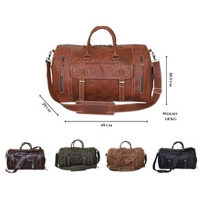 Equipaje de viaje de cuero genuino para hombre, bolsa de viaje de fin de semana para el gimnasio, bolsa de viaje de cuero de vaca Real, bolsa de viaje deportiva - Product Image 1