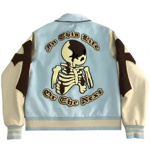 Veste universitaire tendance pour hommes, vestes universitaire en cuir de baseball d'hiver de style cool, vente à chaud - Product Image 3