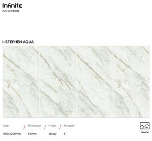 Carrelage en pierre brillante de luxe, carrelage en marbre en porcelaine pour sol et mur, 600x1200mm, pour salle de bain, cuisine, salon, usage extérieur - Product Image 2