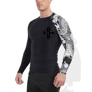 Vêtements de fitness pour hommes Sublimation Rash Guard Spandex et polyester de haute qualité Vente en gros à manches longues Logo personnalisé pour hommes - Product Image 4