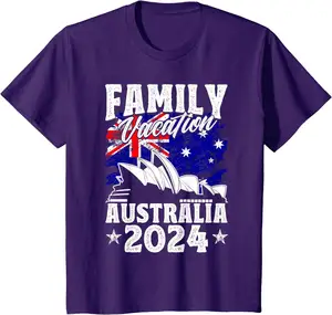 Familie Vakantie Australië 2024 Afdrukken T-Shirt Op Maat Gemaakt Effen Kleur Korte Mouw Sport Zomer Goedkope Heren T-Shirts