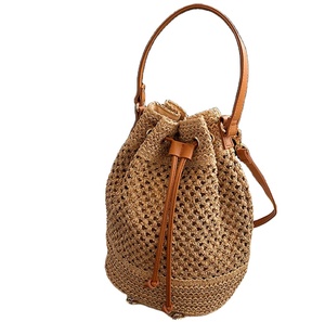 Sacs à paille à cordon pour femmes Sacs à paille personnalisés pour dames Sacs à main en paille à bandoulière produits en gros - Product Image 1