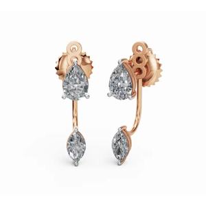 Boucles d'oreilles de créateur en or 18 carats de haute qualité, couple de marquises et de poires, bijoux cultivés en laboratoire, vente en gros B2B, exportation - Product Image 4
