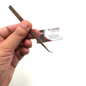 แหนบแยก45องศาเครื่องมือเสริมขนตาสแตนเลสงานพิมพ์โลโก้ตามสั่งเครื่องมือเสริมความงามสีน้ำตาลทอง - Product Image 6