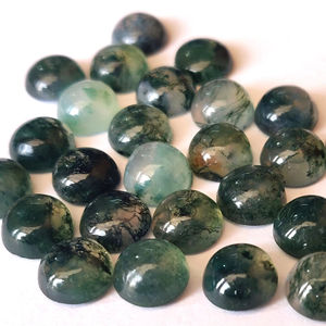 Agate Mousse Naturelle de Qualité Supérieure, Cabochon Rond de 7mm, Qualité Supérieure - Product Image 1