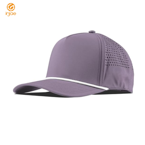 Vente en gros Chapeaux de golf personnalisés à 4 couleurs pour hommes et femmes Conception structurée à 5 panneaux Corde imperméable découpée au laser pour sports de plein air - Product Image 4