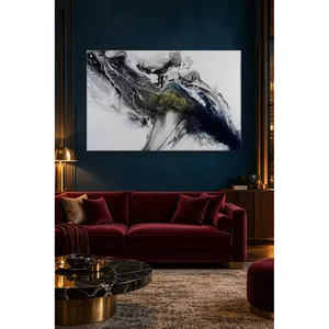 Impression sur toile Fida motif marbre fluide noir, blanc et or - Product Image 3