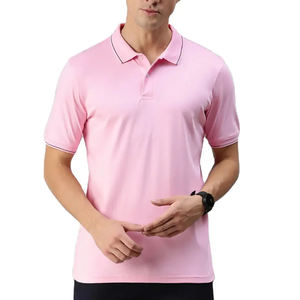 เสื้อโปโลแนววินเทจสำหรับ100% แขนสั้นผ้ายืดหยุ่นระบายอากาศได้ดีมีกระดุมสีพื้น - Product Image 1