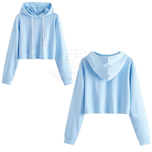 เสื้อฮู้ดครอปพิมพ์ลายแฟชั่นใหม่ขายดีสำหรับผู้หญิง ฤดูใบไม้ร่วง โลโก้ด้านหน้า ระบายอากาศได้ดี สวมใส่สบาย ผ้าฝ้าย 100% สไตล์สตรีทแวร์ - Product Image 3