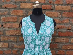 Bloque de mano Vestido estampado Bloque de impresión Túnicas indias Vestido largo de mano Vestido de algodón indio Vestido estampado - Product Image 6