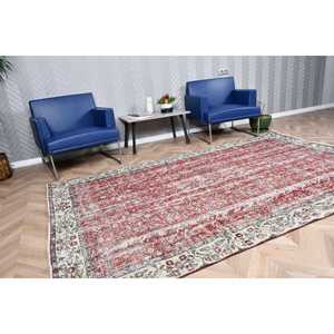 พรมขนาด 5.5x8.9 ฟุต, พรมตุรกีโบราณ, พรมลายสัตว์สีแดงขาว - Product Image 2