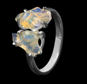 925 Sterling <b>Silver</b> Trendy Two Ethiopian Gemstone <b>Ring</b> Classic Style for <b>Men</b> and Women for Wedding Occasions - Product Image 1