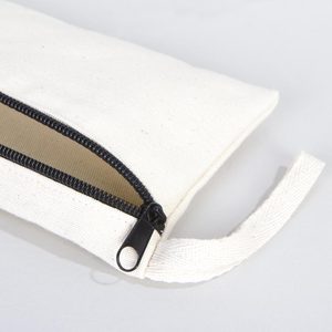 Portable White Cotton Fabric Pencil <b>Case</b> 8x4 Front Zippered Blank Pouch - Product Image 6