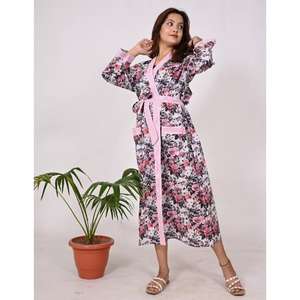 Bata tipo kimono de satén modal para mujer, diseño de impresión digital, ropa de dormir de lujo suave, bata ligera para salón y dormir - Product Image 4