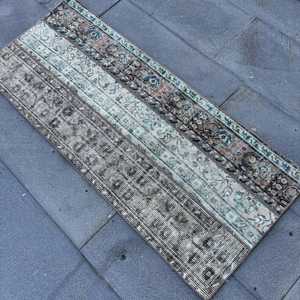 Alfombra Turca de 1.8x4.3 pies, Alfombra Pequeña Vintage, Alfombra Azul Sólida - Product Image 4