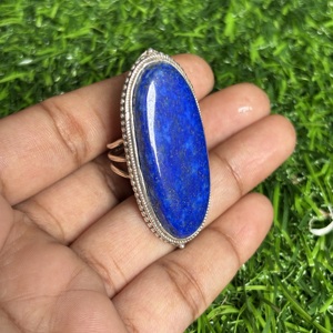 Wholesale Bohemian Style 925 Silver plated <b>Ring</b> Fashionable Oval shape <b>Lapis</b> <b>Lazuli</b> Gemstone for Weddings Engagements Parties - Product Image 4
