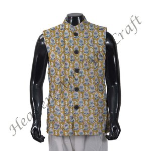 Chaqueta Bohemia estampada a mano, ropa de invierno de algodón, chaqueta acolchada, abrigos sin mangas acolchados de algodón, chaqueta Vintage hecha a mano - Product Image 2