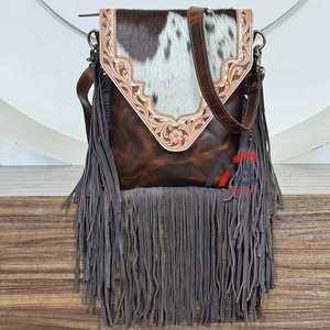 2025 Luxury Trending Designer Floral Tooled Cow Leather Fringe Crossbody <b>Handbag</b> for Women Genuine Leather Vintage Shoulder Bag - Product Image 1