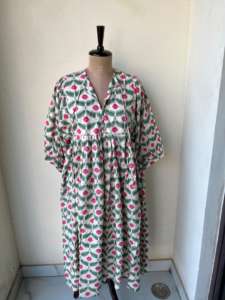 Robe d'été en coton imprimé bloc floral tunique artisanale bloc floral imprimé coton Midi Mini robe bohème été Style cadeau - Product Image 4