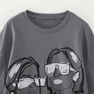 เสื้อยืดแขนสั้นคอกลมพิมพ์ลายสำหรับผู้หญิง ฤดูร้อน ปี 2023 ระบายอากาศได้ดี ไม่เป็นขุย ผลิตจากผ้าถัก เป็นมิตรกับสิ่งแวดล้อม สไตล์ลำลอง - Product Image 3