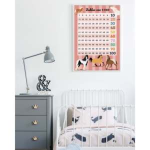 Modern Horse Design 1-100 Number <b>Poster</b> 61 X 91.5 cm Paper Wall Decor - Product Image 5