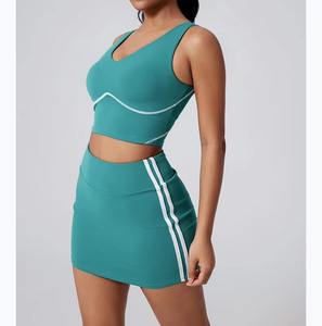2025 débardeur d'entraînement sans couture pour femmes Racerback Crop Activewear pour Fitness et Sport ensemble col en v - Product Image 3